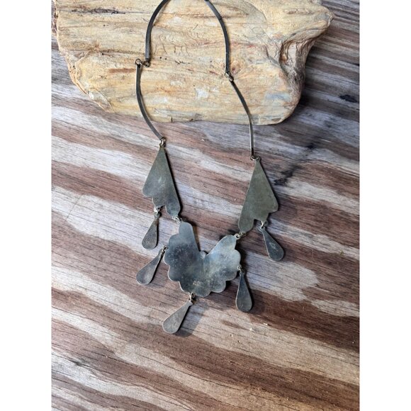 Vintage Mexican Sterling Silver Necklace With White & Abalone Inlay Floral - Picture 4 of 8